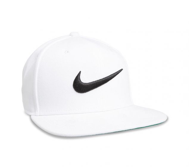 a white hat with a black nike logo